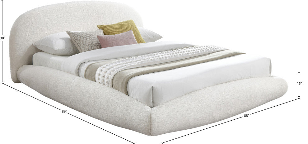 Genesis Upholstered Bed, Cream, Teddy Fabric, King