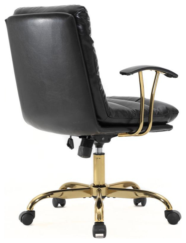 LeisureMod RO19BL Regina Modern Black Executive Leather Office Chair