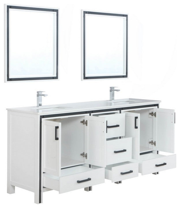 Ziva Transitional White 72" Double Vanity Set