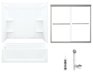 Sterling Ensemble Left-Hand Drain Bathtub Shower Kit 72"x40"x48", White
