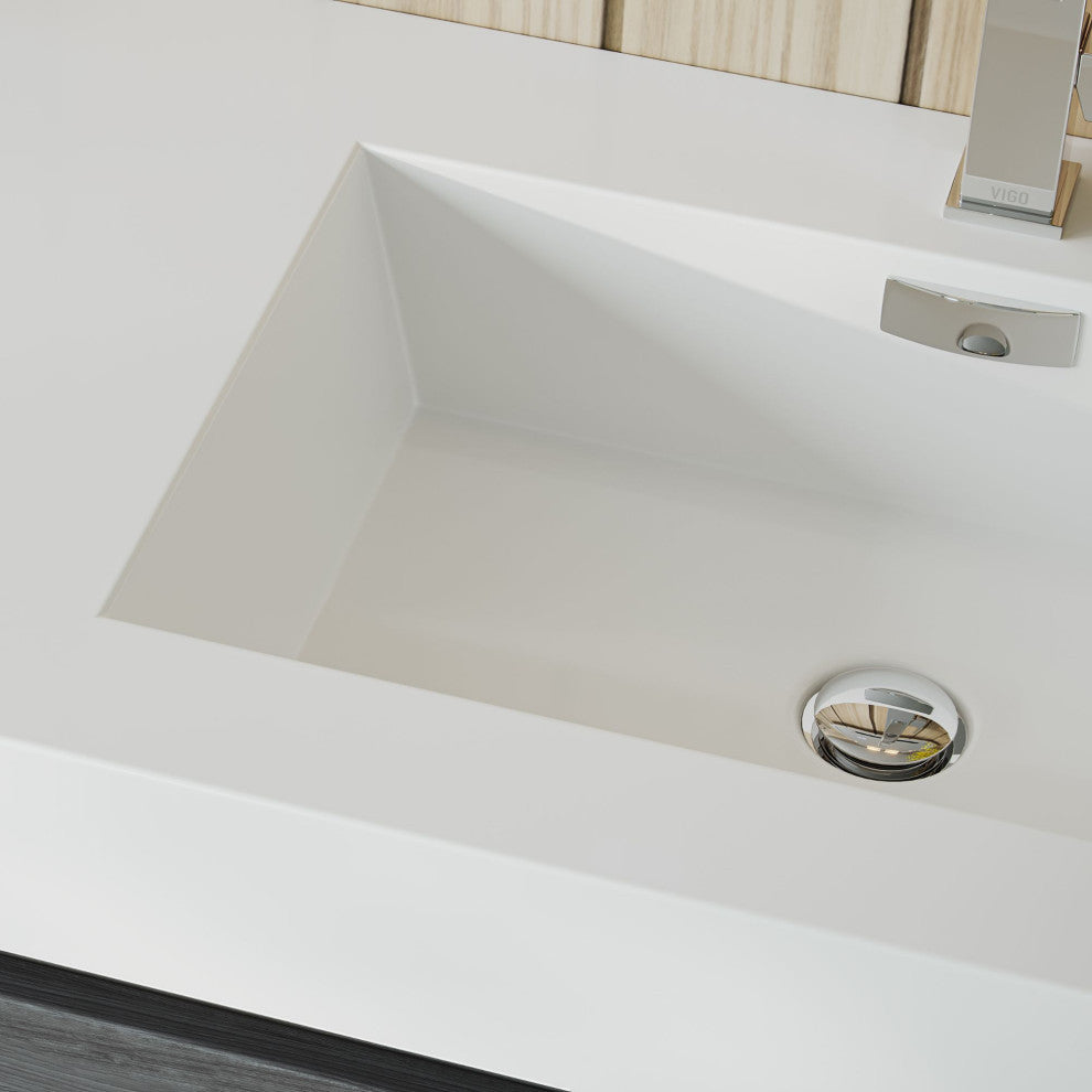 Boutique Bath Vanity, Vulcan Ash Gray, 36", Single Sink, Wall Mount