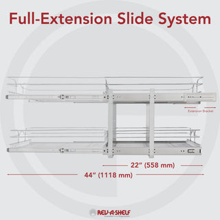 Two-Tier Bottom Mount Pull Out Steel Wire Organizer, 9"