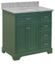 Aria 36" Bathroom Vanity, Sage Green, Carrara Marble