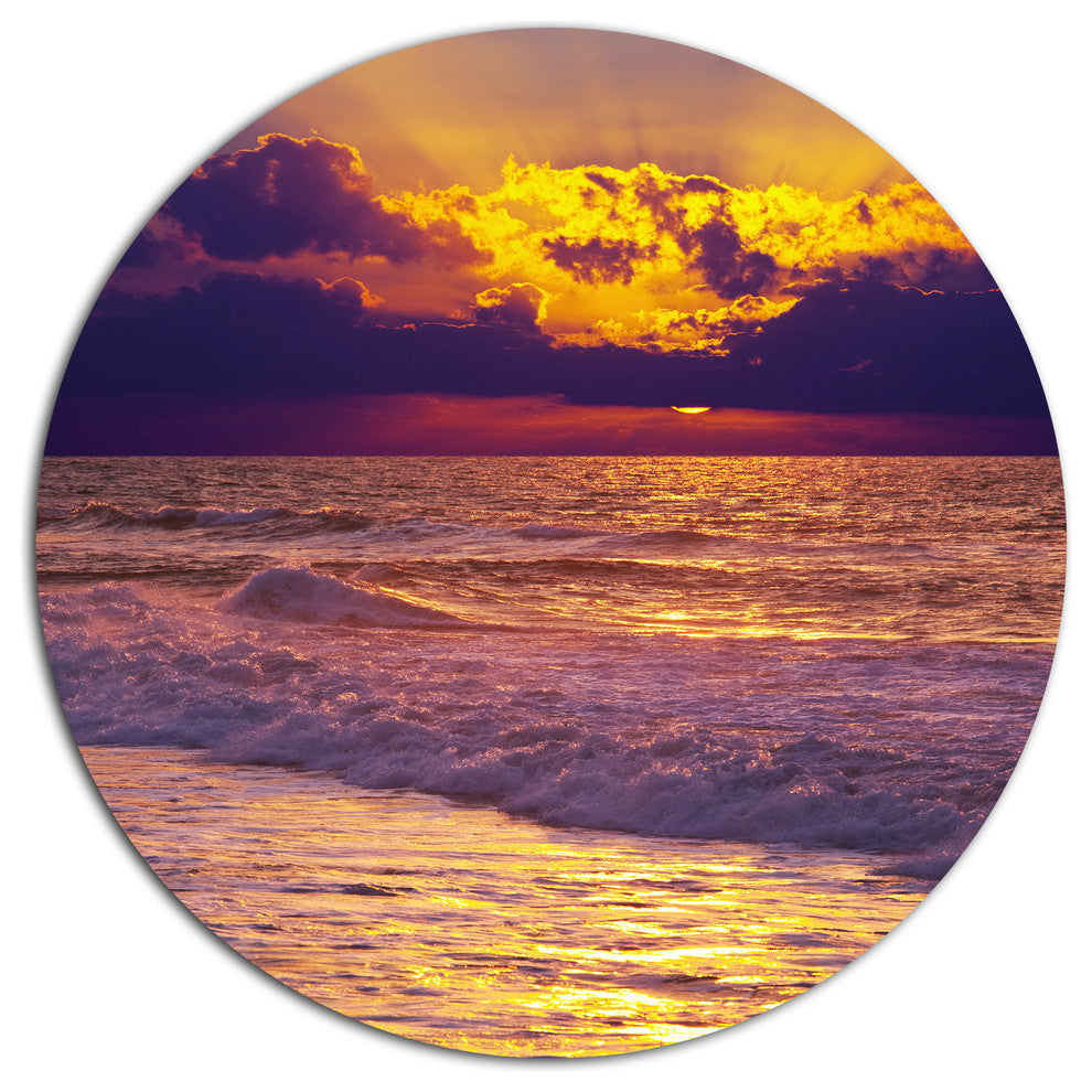Clouds In Bright Sunshine At Sunset, Landscape Disc Metal Wall Art, 11"