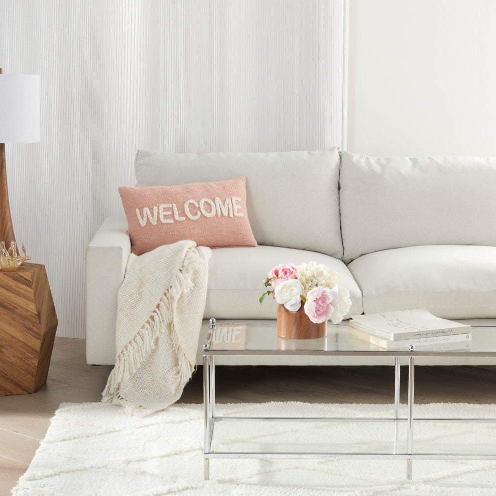 Nourison Home 12"x21" Mina Victory Tufted Welcome Blush Throw Pillows