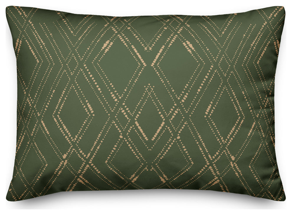 Green and Gold Diamond 20x14 Spun Poly Pillow