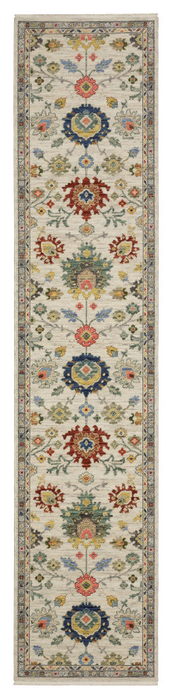 Leoness Vintage Traditional Ivory/ Multi Area Rug, 2'6" x 12'