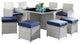 Benzara BM269034 9 Piece Patio Set With Wicker Frame and Ottoman, White