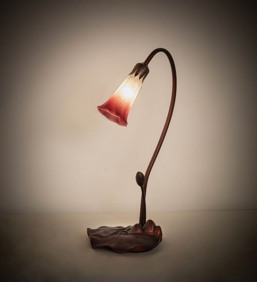Meyda lighting 13509 16"H Pink/White Pond Lily Accent Lamp