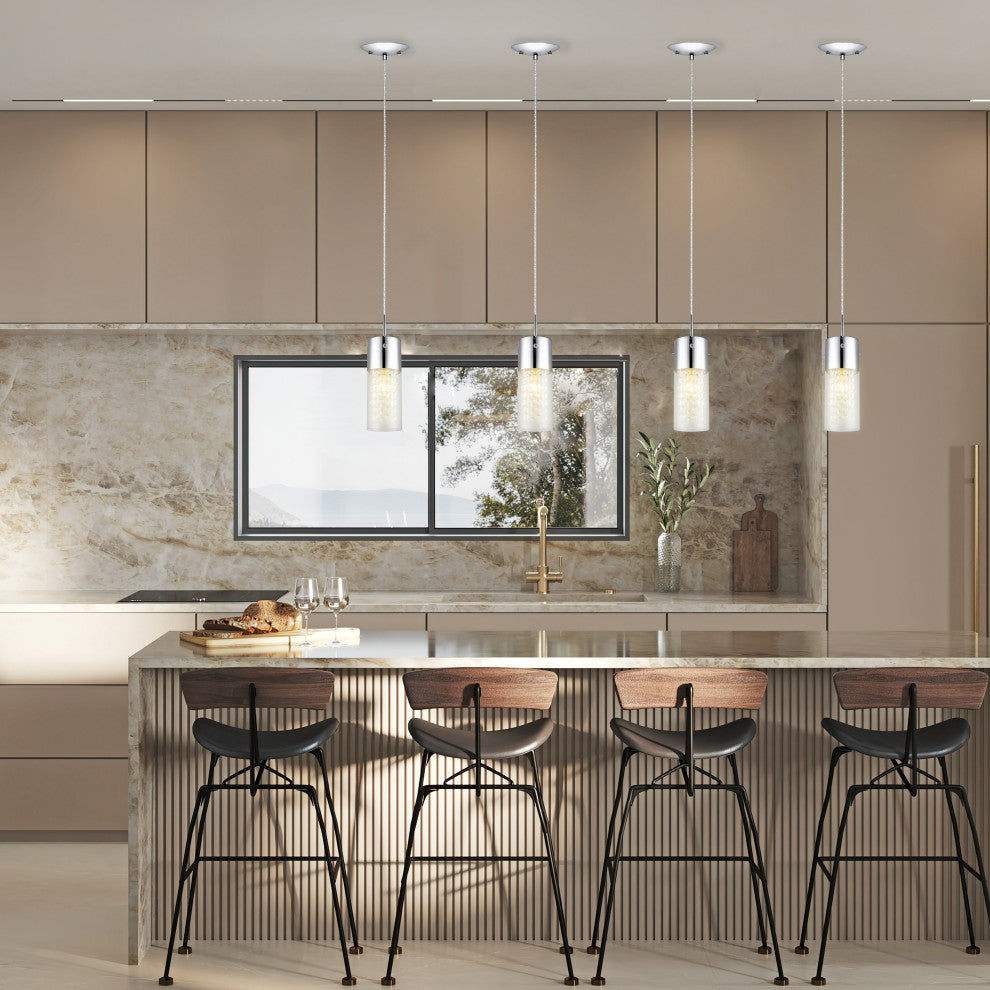 Eglo 1x60w Mini Pendant W/ Chrome Finish & Clear Glass W/ Crystal Strands - 9069