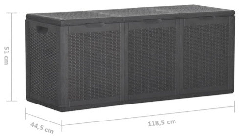 vidaXL Tool Box Outdoor Storage Box for Patio Furniture 71.3 gal Black PP Rattan