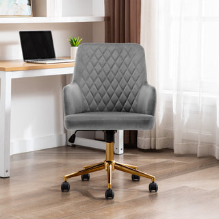 Diamond Quilted Sloped Arms Desk Chair, Grey