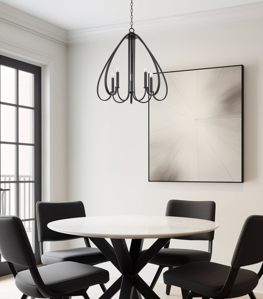 Kira Home Yarbrough 27" Farmhouse Pendant Chandelier, Delicate Curved Pendant