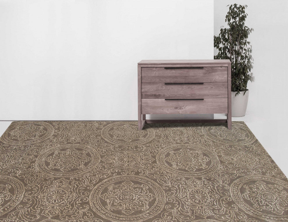 5" X8" X 0.5" Beige Wool Area Rug