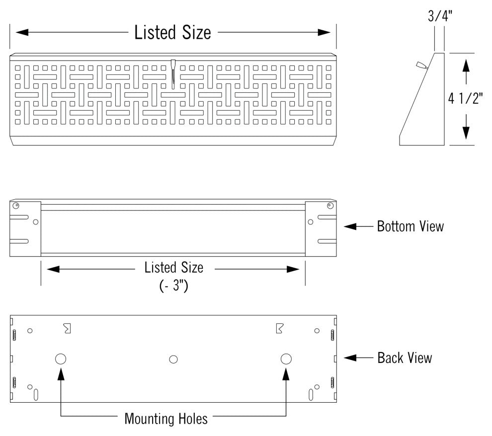 Decorative Baseboard Register, Oil Rubbed Bronze, 15"