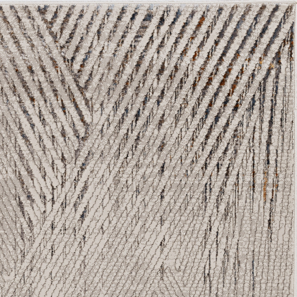 KAS Inspire 7504 Ivory/Gray Parker Area Rug, 2'2"x6'11" Runner