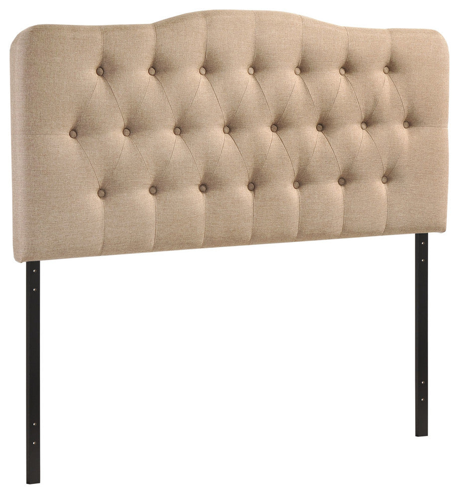 Modern Contemporary King Size Fabric Headboard, Beige Fabric