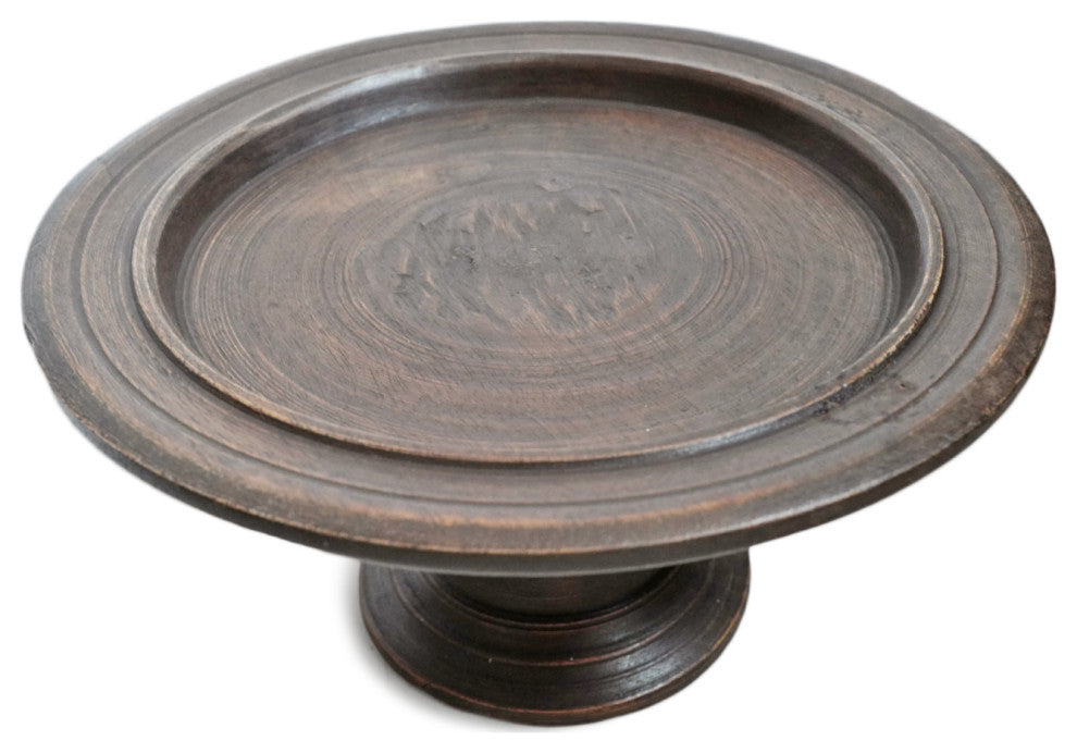 Consigned Vintage Java Pedestal Tray, X-Small
