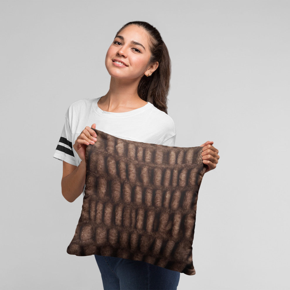 Plutus Brown Plush Pelt Faux Fur Luxury Throw Pillow, Brown, 26" x 26"
