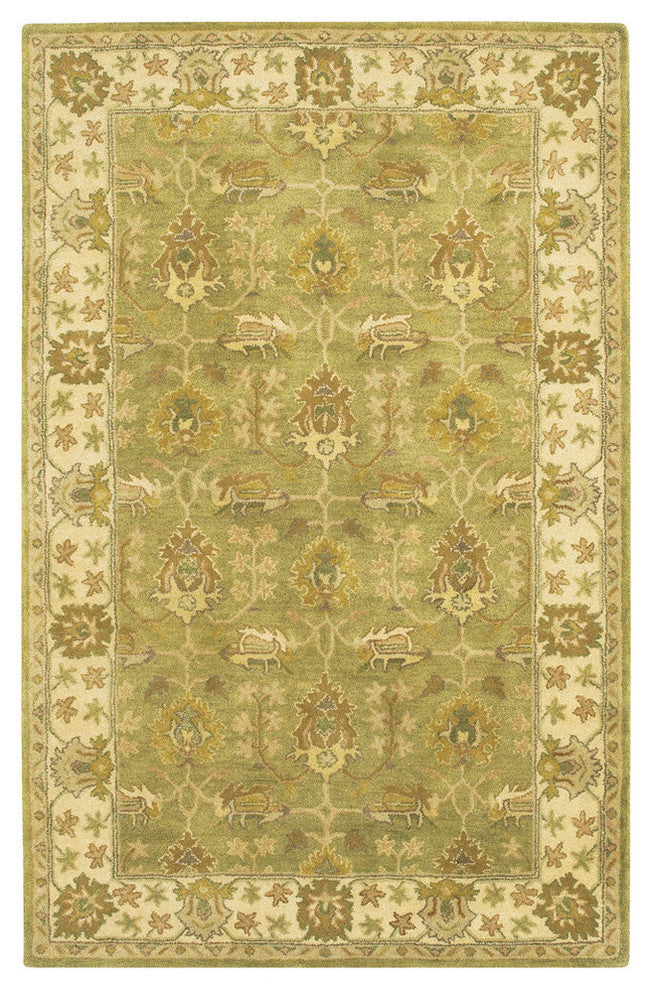 Adonia Traditional Area Rug, Green, 7'9"x10'6" Rectangle