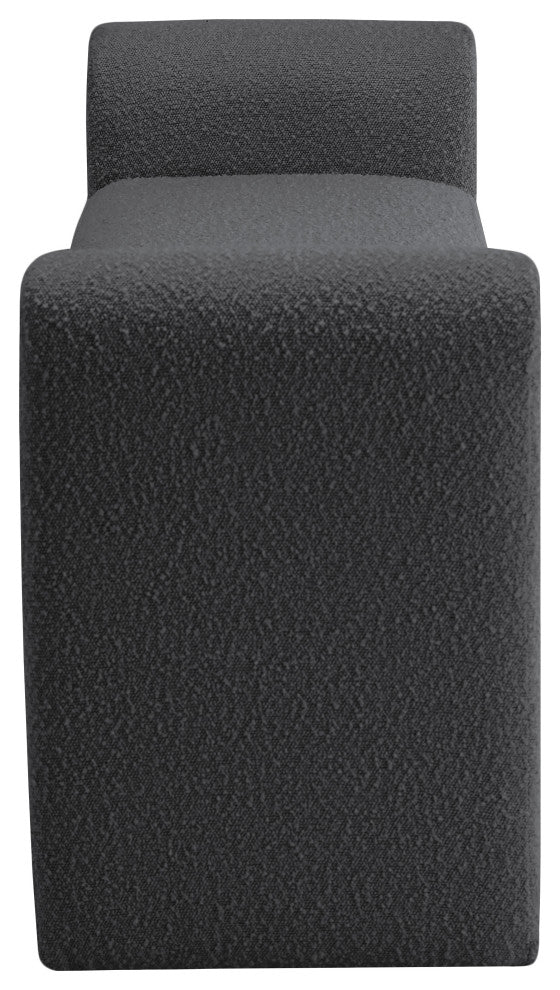 Stylus Boucle Fabric Upholstered Bench, Black, 51" Wide