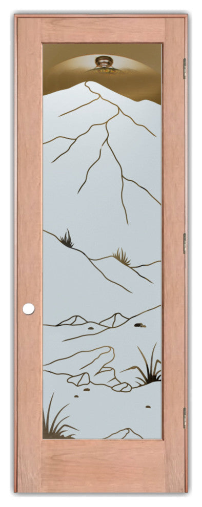 Interior Prehung Door or Interior Slab Door - Mountains Foliage - Cherry -...