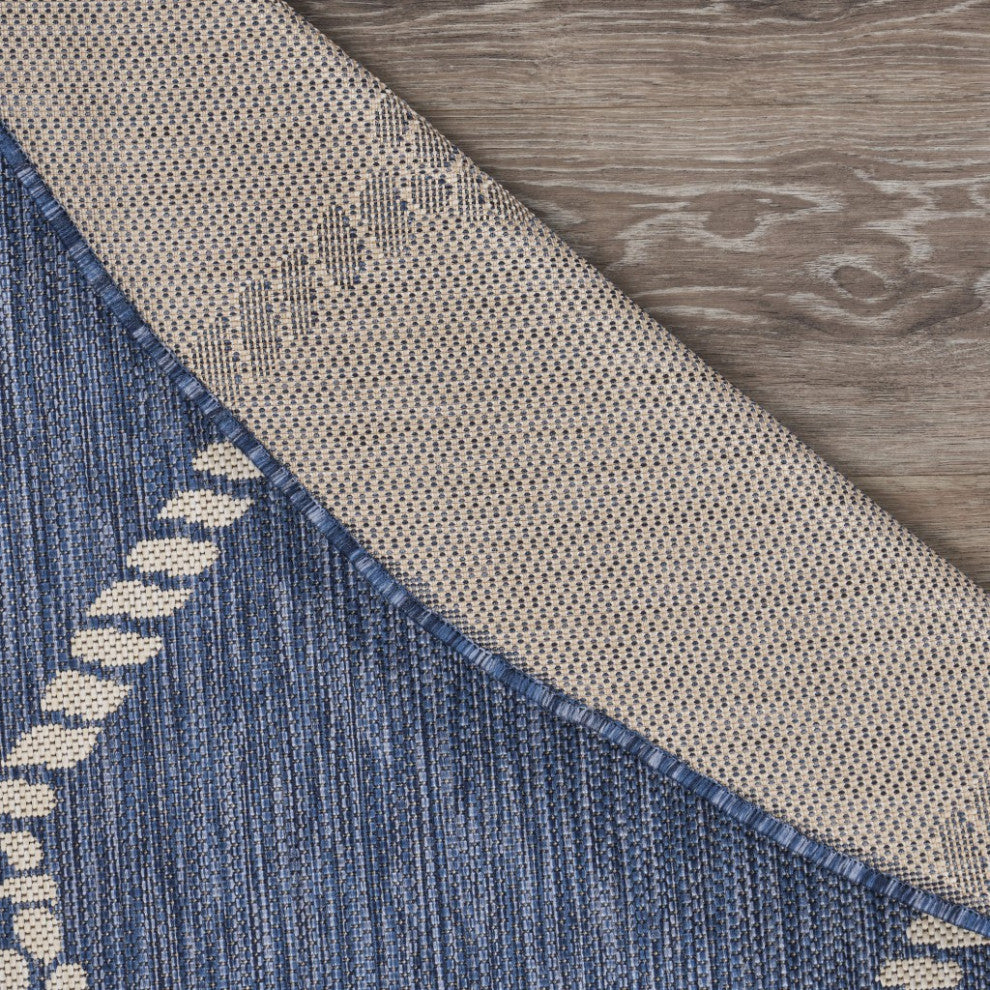 8" Round Navy Knot Indoor Outdoor Area Rug
