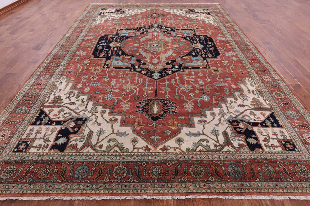Persian Fine Serapi Handmade Wool Rug 9' 9" X 13' 10" - Q14704