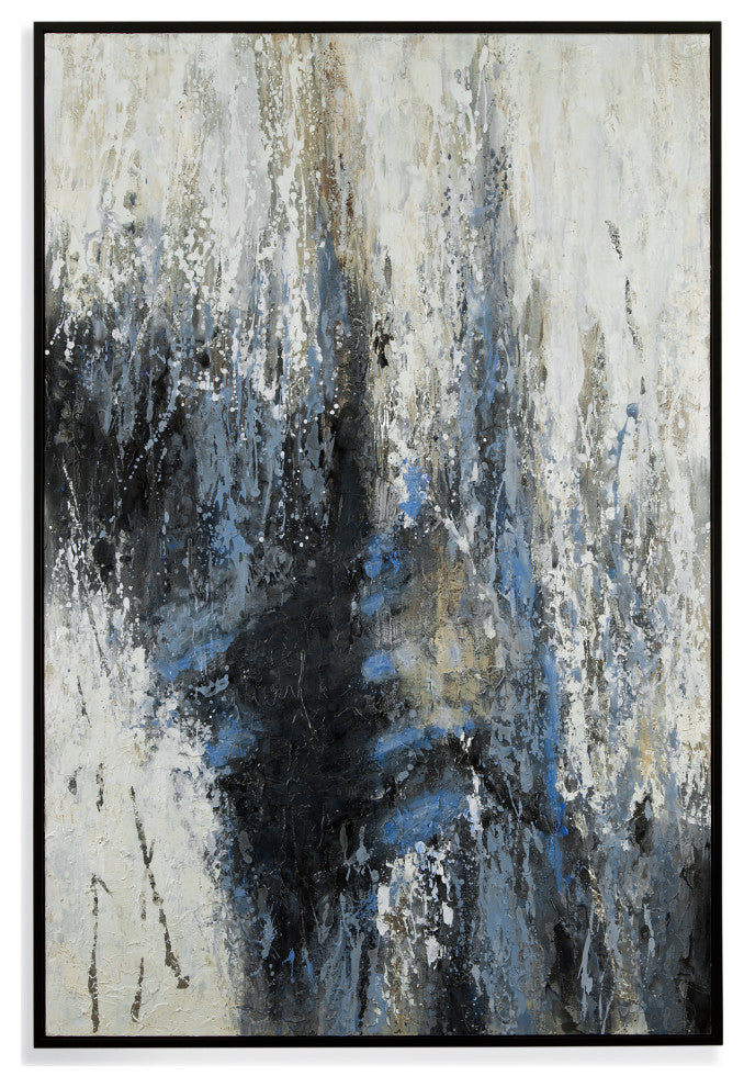 Blue Quiet Framed Canvas - Blue