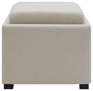 Cameron Square Storage Ottoman w/ tray, Cardiff Cream, Fabric
