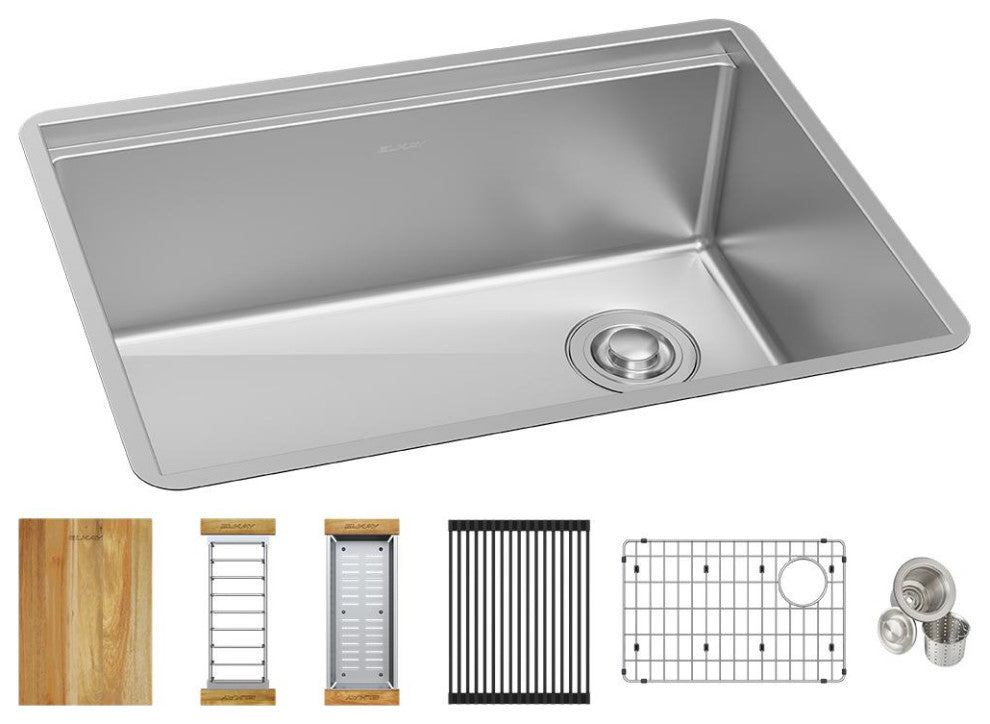 EFRU24169RTWC Elkay Crosstown 16 Gauge Workstation Stainless Steel Sink Kit