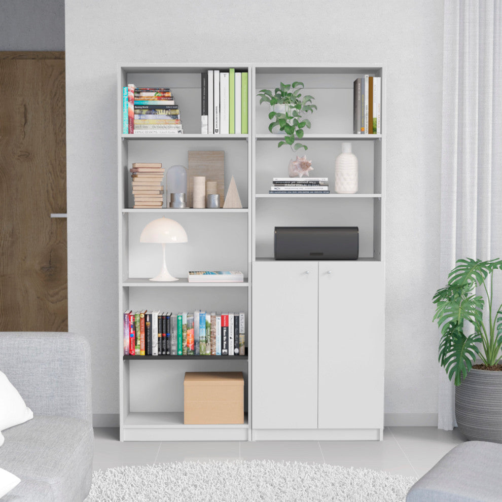 Paonia 2 Piece Living Room Set with 2 Bookcases, White