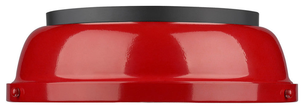 Duncan 14" Flush Mount, Black With Red Shade