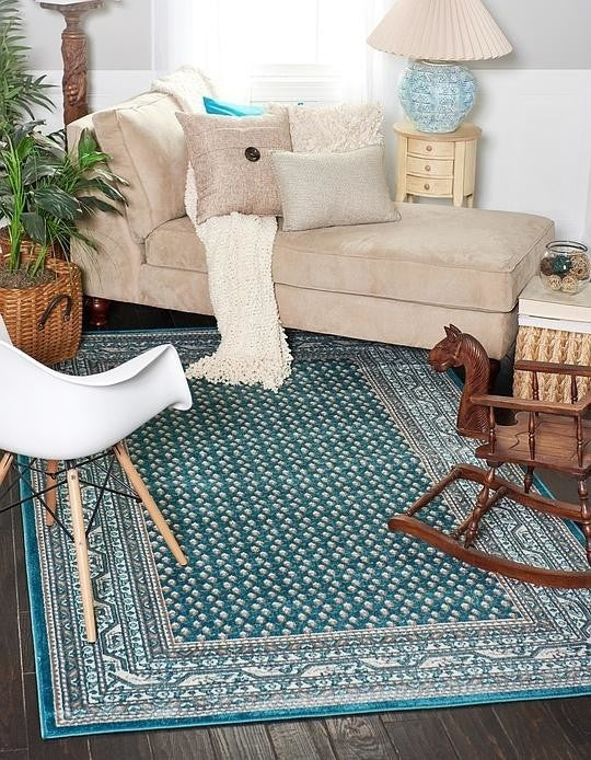 Unique Loom Teal Allover Williamsburg 5'x8' Area Rug