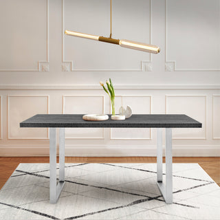 Fenton Rectangular 71" Dining Table, Charcoal Top and Brushed Stainless Steel
