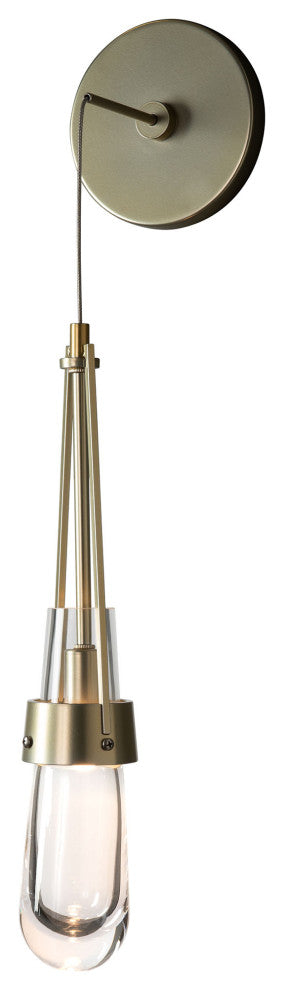 Link Clear Glass Low Voltage Sconce, Modern Brass Finish, Clear Glass