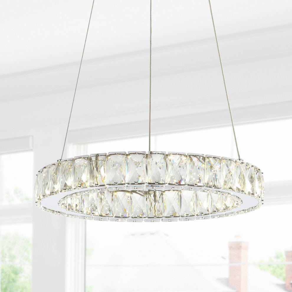 Reese 15.7" Adjustable Integrated LED Chandelier Pendant, Chrome