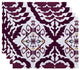 18"x14" Bombay Medallion, Geometric Print Placemat, Purple, Set of 4