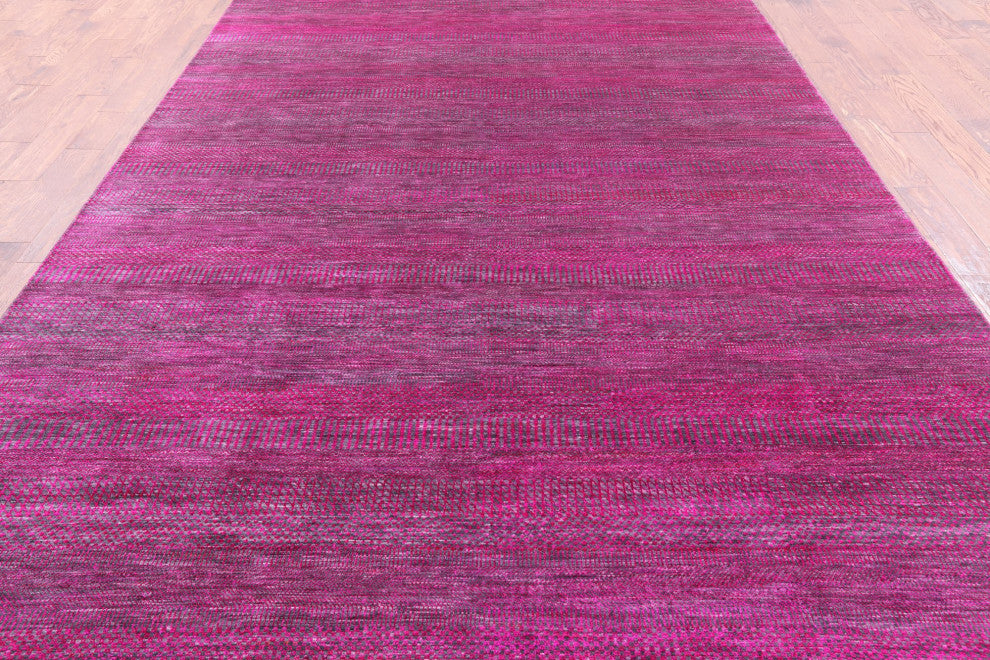 Super Savannah Gabbeh Hand Knotted Wool and Silk Rug 8' 0" X 15' 8"- Q6131