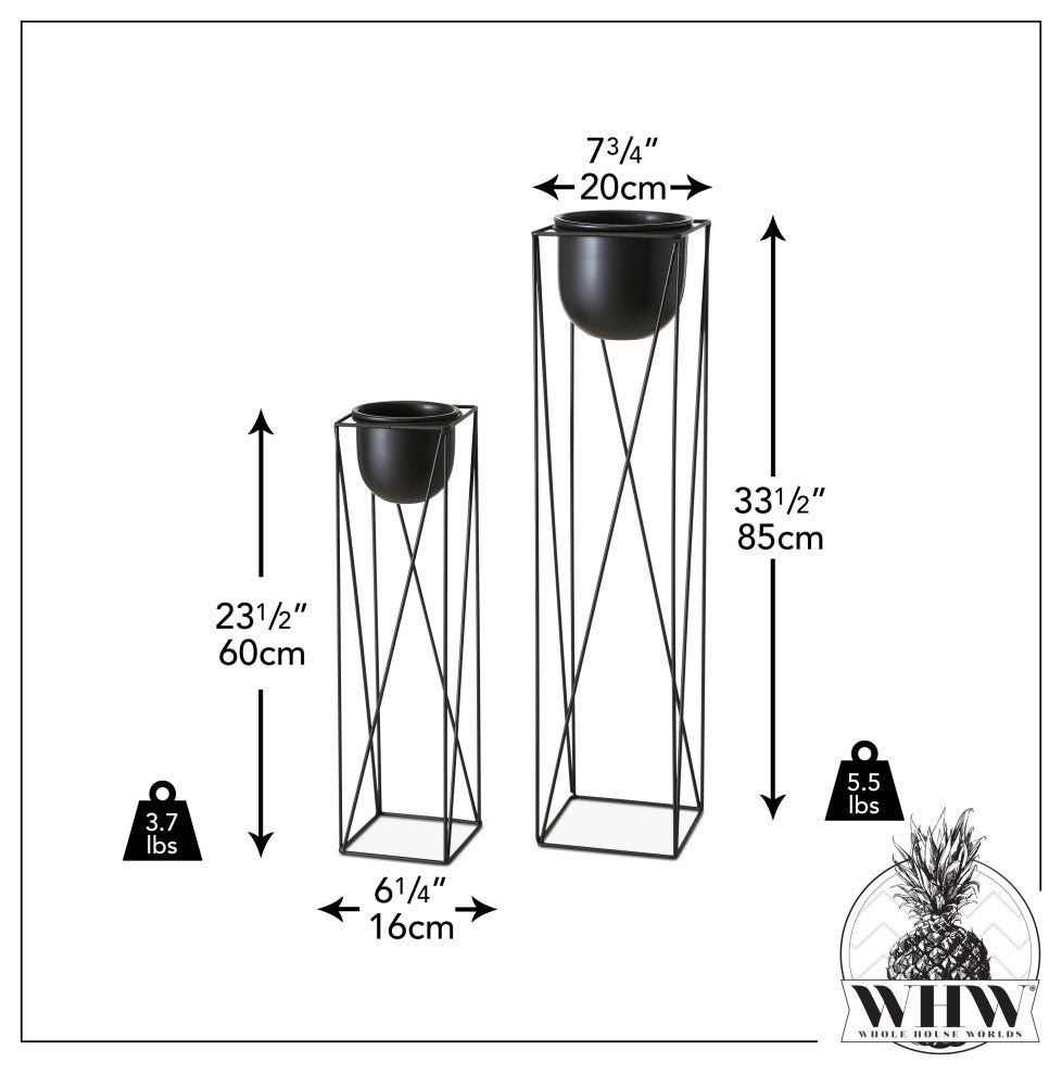 2 Piece Tall Plant Pots and Stand