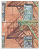 Cityscape Fire Escape Red Green Painting, 13"x19"