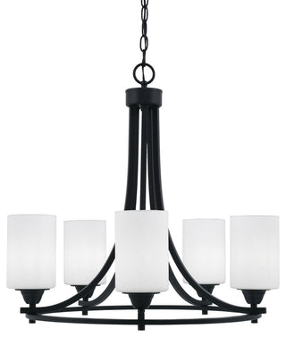 Paramount 5-Light Chandelier, Matte Black, 4" White Muslin Glass