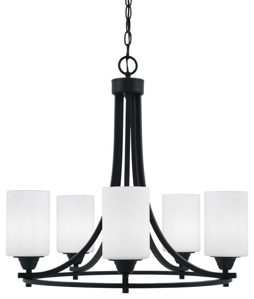 Paramount 5-Light Chandelier, Matte Black, 4" White Muslin Glass