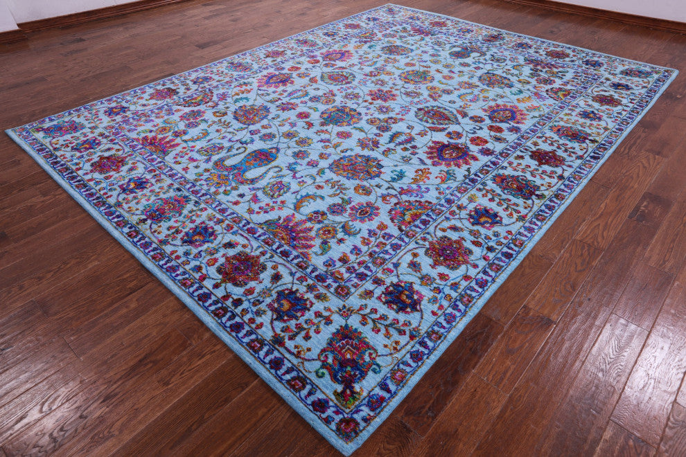 9' 0" X 12' 3" Wool & Silk Persian Hand Knotted Rug - Q14917