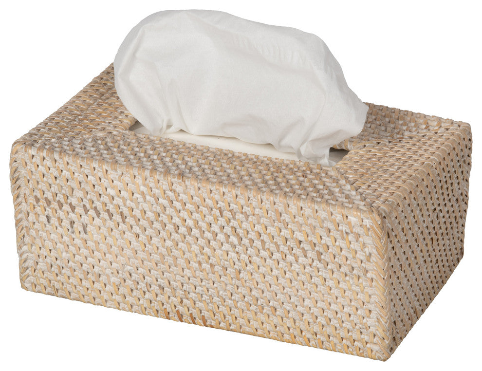 Loma Rectangular Rattan Tissue Box Cover, Latte