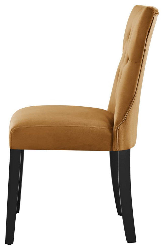 Side Dining Chair, Set of 2, Brown, Velvet, Modern, Cafe Bistro Hospitality