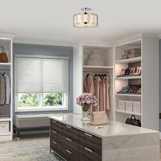 CHLOE Lighting BRONX Transitional 2-Light Chrome Semi-Flush Fixture