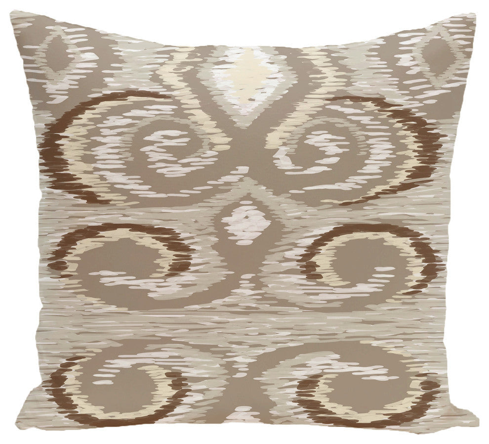 Ikat'S Meow Geometric Print Pillow, Flax, 18"x18"