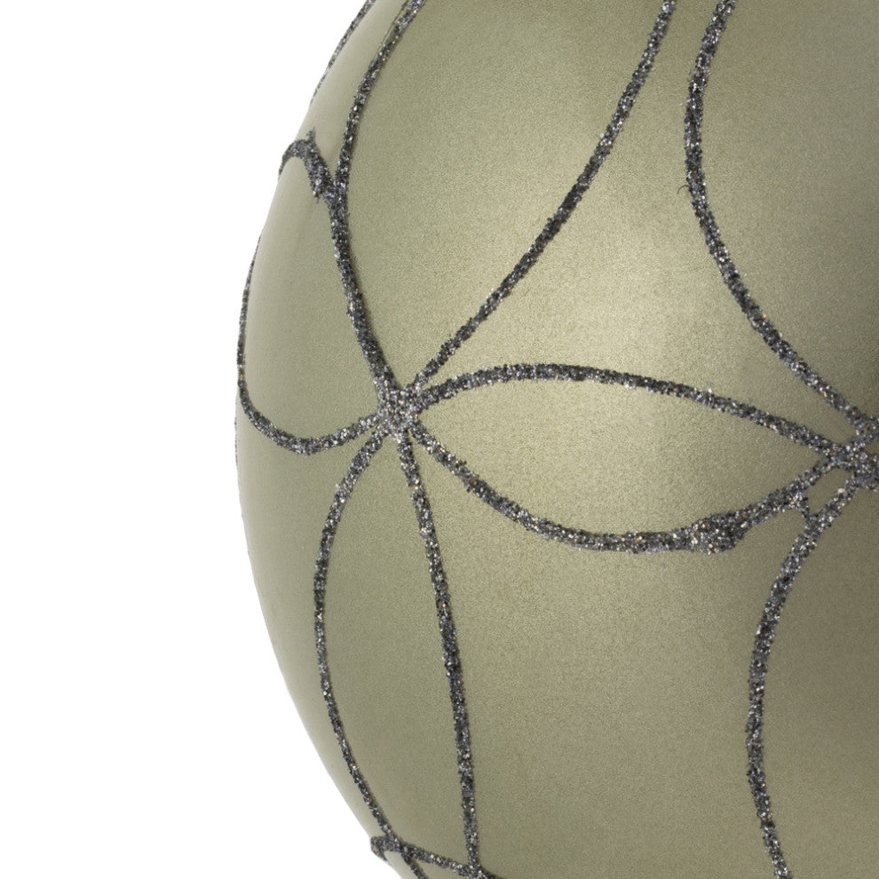 Candy Ornament With Circle Glitter Pattern , Limestone, 4.75"