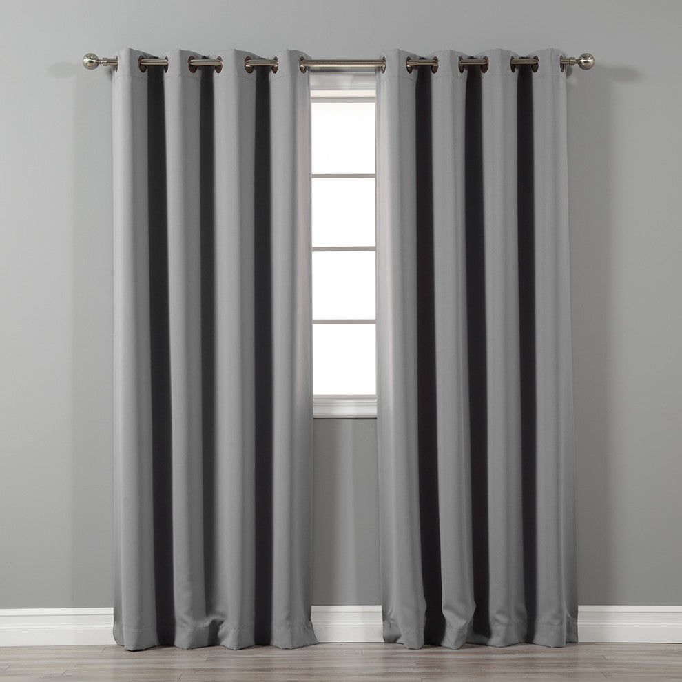 Solid Grommet Top Thermal Insulated Blackout Curtains, Gray, 84"